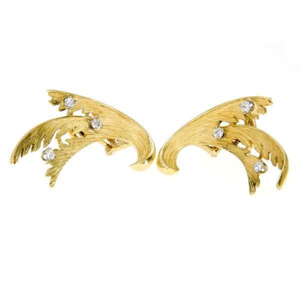 18K Diamond Floral Climber Ear Clips - Chicago Pawners & Jewelers