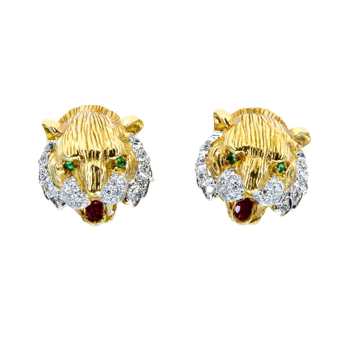 Lion Head Ring With Genuine Diamond & Precious Gemstone - Sterling Silver Or Gold (Choose Your Stone)