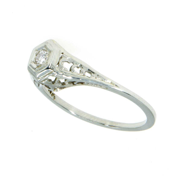 1920s Filigree Diamond Engagement Ring 18k - Chicago Pawners & Jewelers