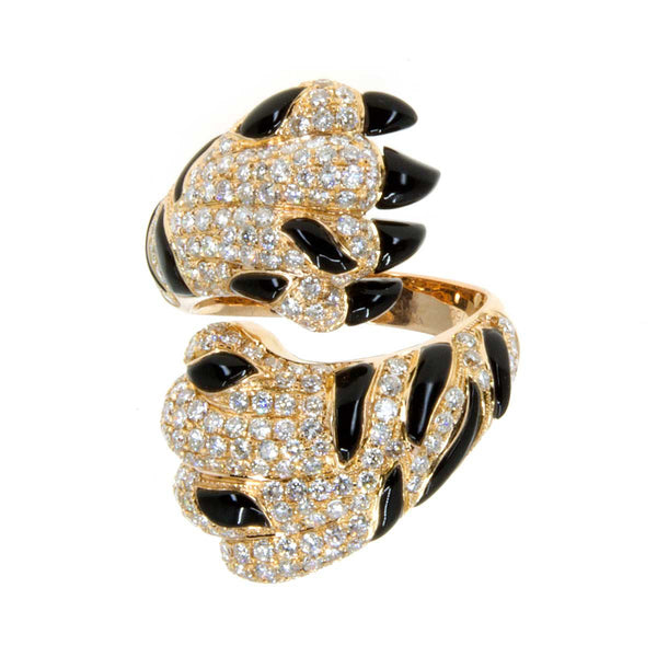 18K Diamond and Black Onyx Tiger Paw Ring