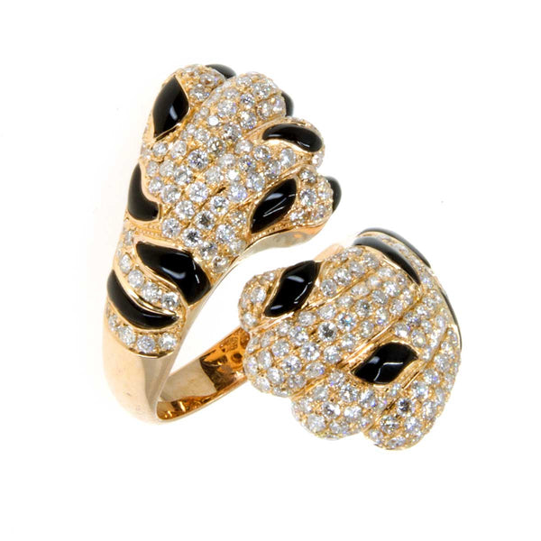 18K Diamond and Black Onyx Tiger Paw Ring