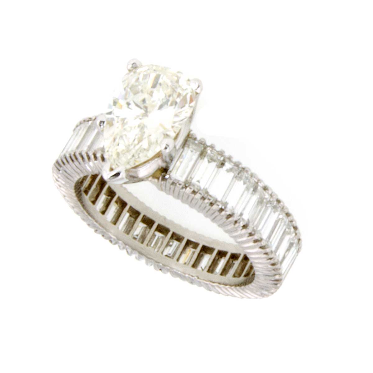 6.56ct Pear & Baguette Diamond Engagement Ring | Chicago Pawners & Jewelers