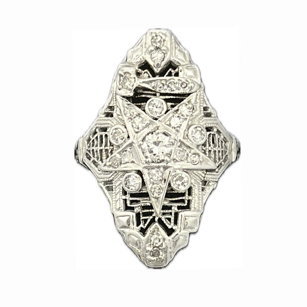 Order of the Eastern Star Filigree Diamond Ring