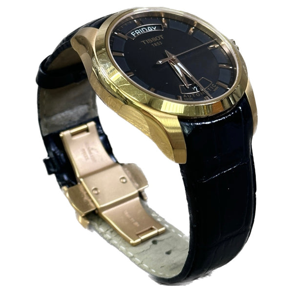 Tissot Couturier Automatic Black Dial Watch - Black Leather Band - Chicago Pawners & Jewelers