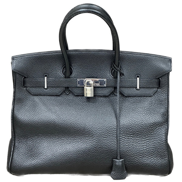 Hermes Birkin 35 Noir - Clemence Leather - Palladium Hardware