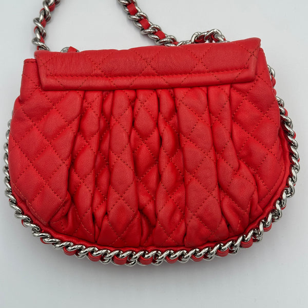 Chanel Washed Lambskin Chain Around Messenger - Red