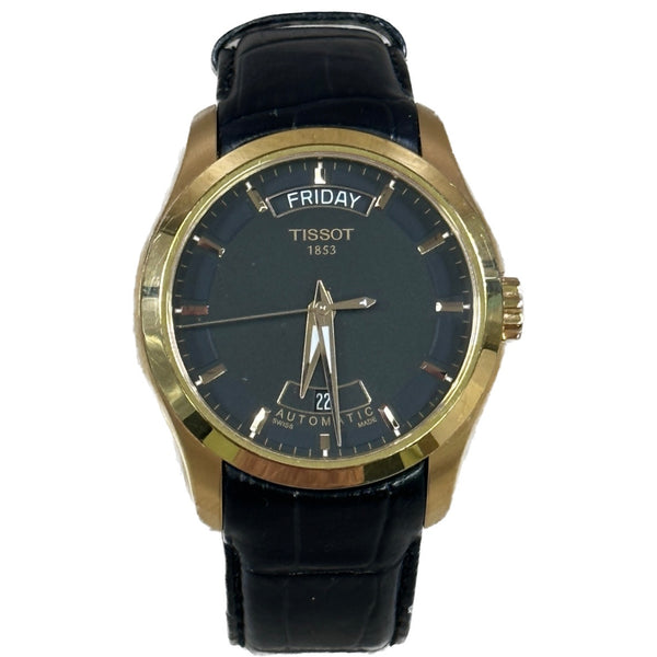 Tissot Couturier Automatic Black Dial Watch - Black Leather Band - Chicago Pawners & Jewelers