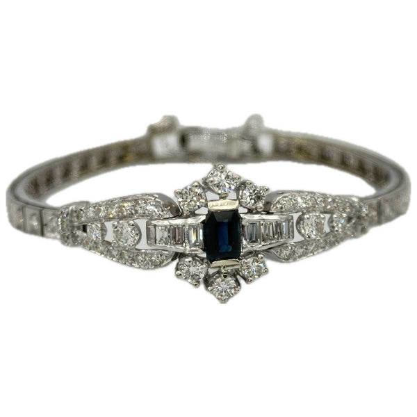 Art Deco Sapphire and Diamond White Gold Bracelet