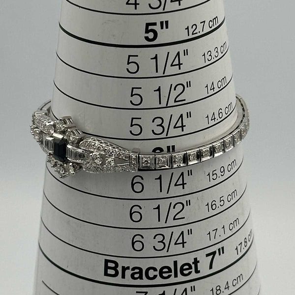 Art Deco Sapphire and Diamond White Gold Bracelet