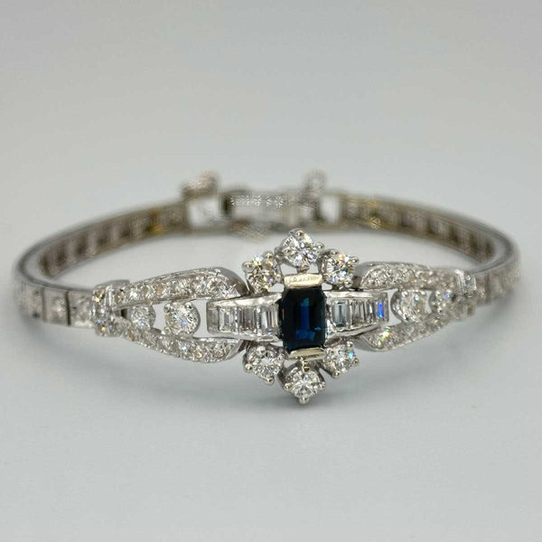 Art Deco Sapphire and Diamond White Gold Bracelet