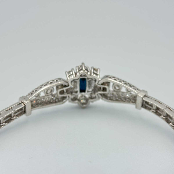 Art Deco Sapphire and Diamond White Gold Bracelet