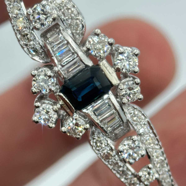 Art Deco Sapphire and Diamond White Gold Bracelet