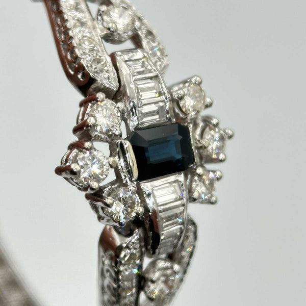 Art Deco Sapphire and Diamond White Gold Bracelet