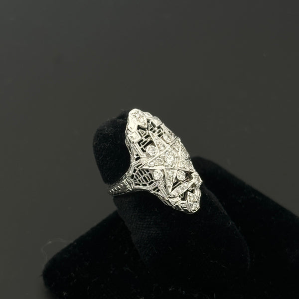 Order of the Eastern Star Filigree Diamond Ring