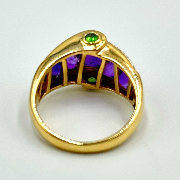 Bellarri 18k Yellow Gold and Amethyst Asymmetrical Bypass Cocktail Ring