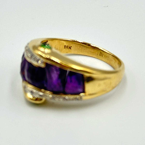 Bellarri 18k Yellow Gold and Amethyst Asymmetrical Bypass Cocktail Ring