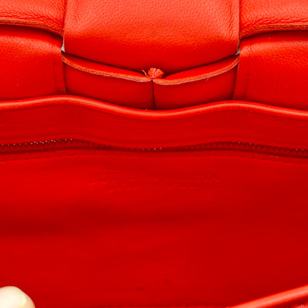 Bottega Veneta Nail Polish Red Woven Leather Maxi Weave Padded Cassette Chain Bag