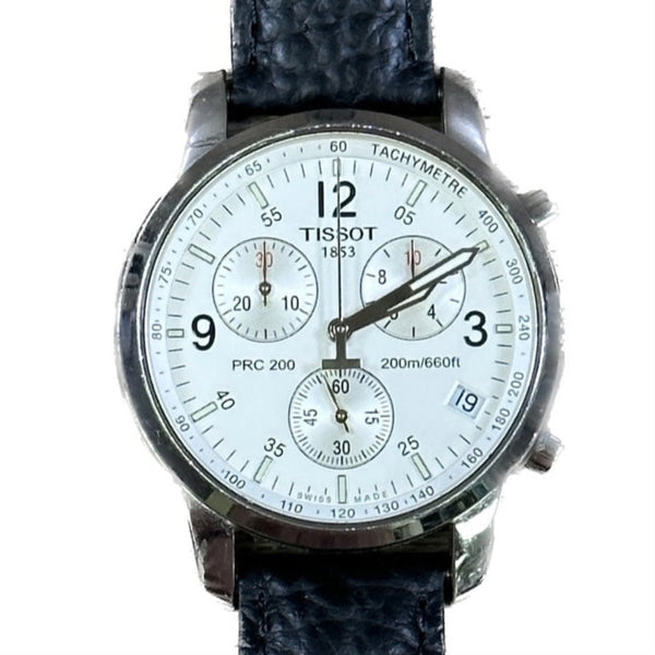 Tissot PRC 200 Chrono - T461 - White Dial - Black Leather Strap