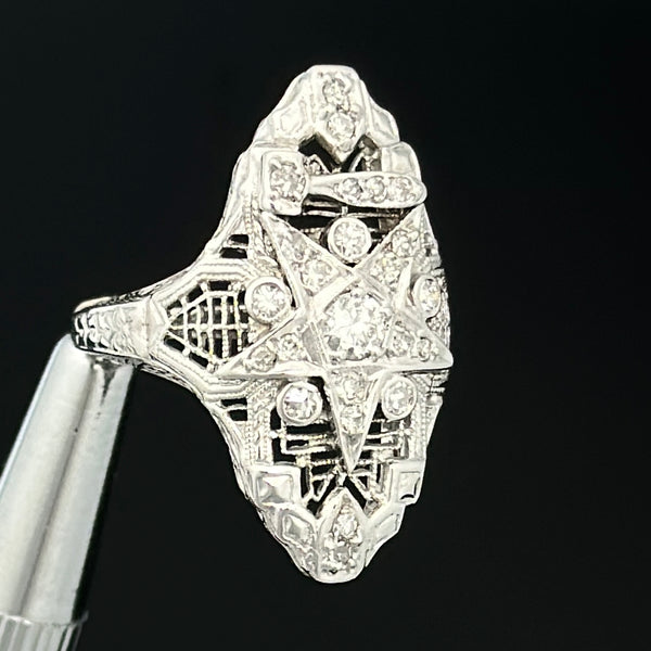 Order of the Eastern Star Filigree Diamond Ring
