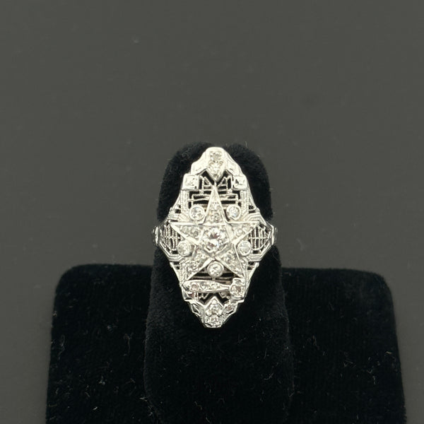 Order of the Eastern Star Filigree Diamond Ring