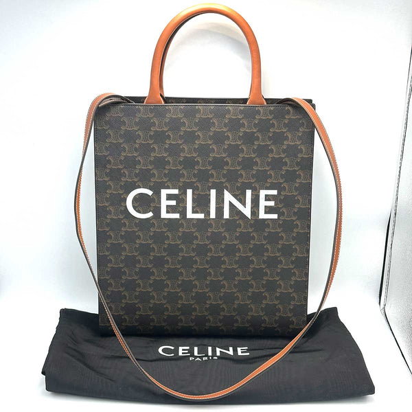 Celine Vertical Cabas Tote Triomphe Coated Canvas - Small