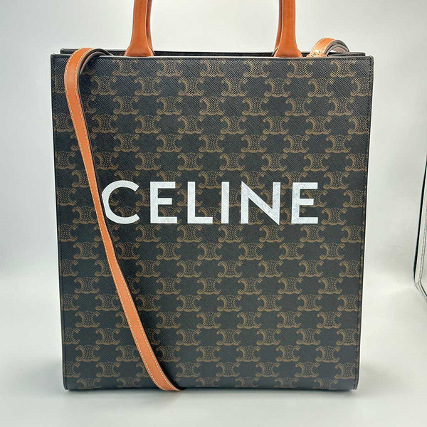 Celine Vertical Cabas Tote Triomphe Coated Canvas - Small