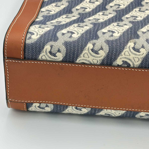 Celine Vertical Cabas Tote Triomphe Denim and Leather