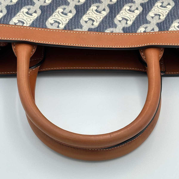 Celine Vertical Cabas Tote Triomphe Denim and Leather