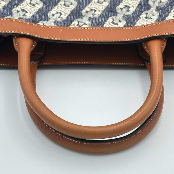 Celine Vertical Cabas Tote Triomphe Denim and Leather
