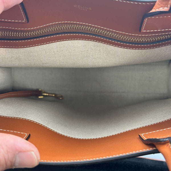 Celine Vertical Cabas Tote Triomphe Denim and Leather