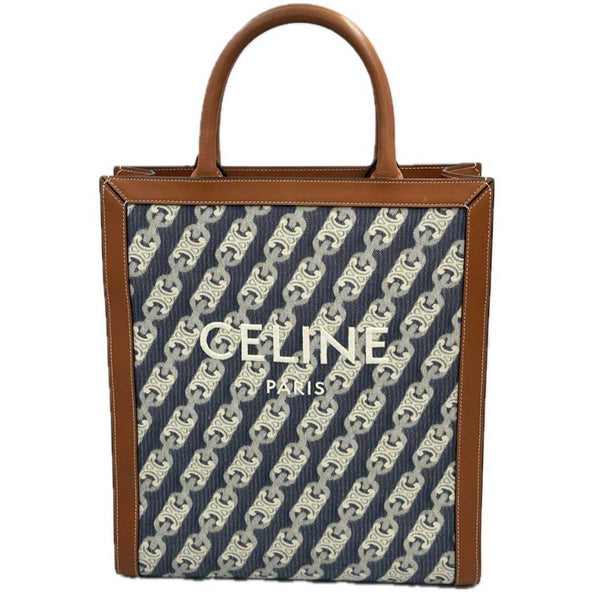 Celine Vertical Cabas Tote Triomphe Denim and Leather