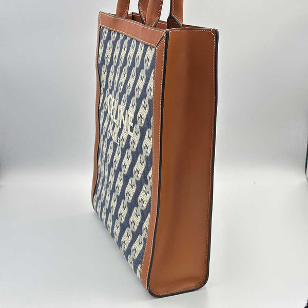 Celine Vertical Cabas Tote Triomphe Denim and Leather