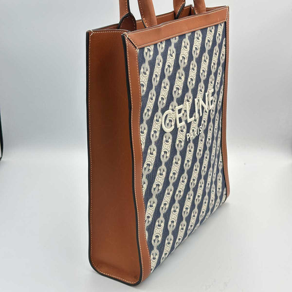 Celine Vertical Cabas Tote Triomphe Denim and Leather