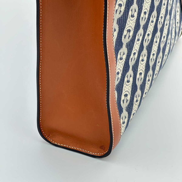 Celine Vertical Cabas Tote Triomphe Denim and Leather