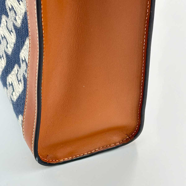 Celine Vertical Cabas Tote Triomphe Denim and Leather