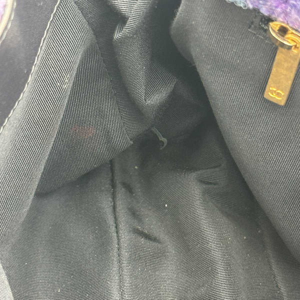 Chanel Large 19 Flap Bag Black, Purple and Blue Ombre Wool Tweed Mixed Hardware