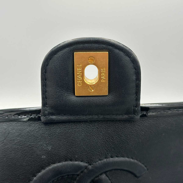 Chanel Patent Quilted Small School Memory Top Handle Flap - Black