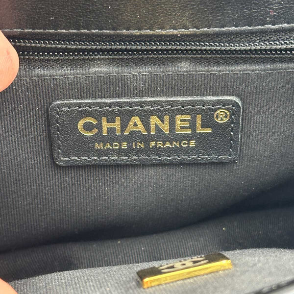 Chanel Patent Quilted Small School Memory Top Handle Flap - Black