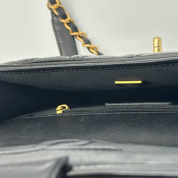 Chanel Patent Quilted Small School Memory Top Handle Flap - Black