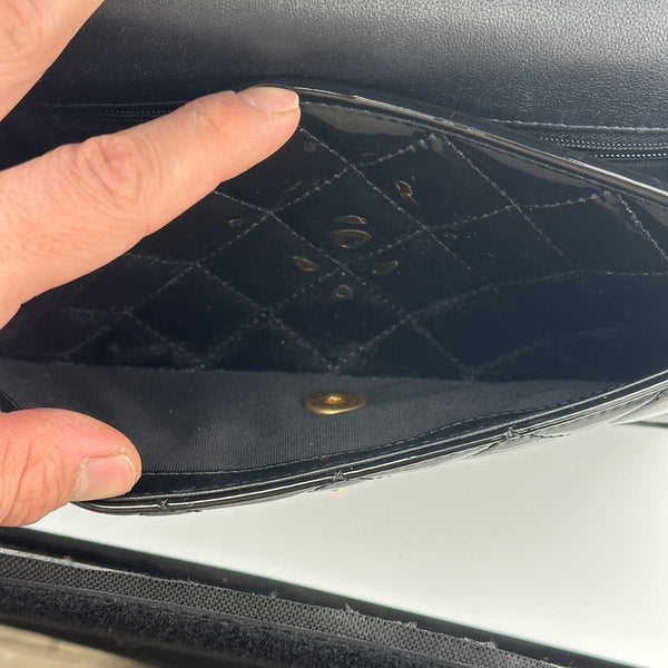 Chanel Patent Quilted Small School Memory Top Handle Flap - Black