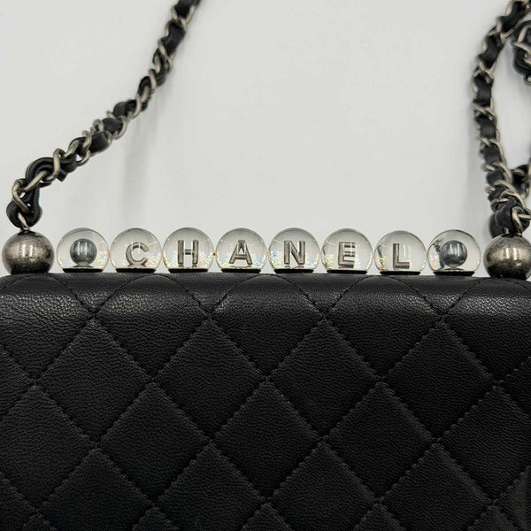 Chanel Chic Pearls Flap Bag - Quilted Black Leather - Silver Hardware