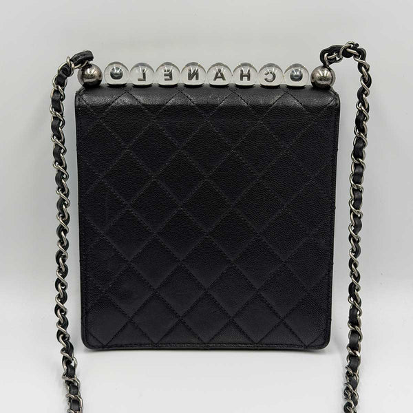 Chanel Chic Pearls Flap Bag - Quilted Black Leather - Silver Hardware