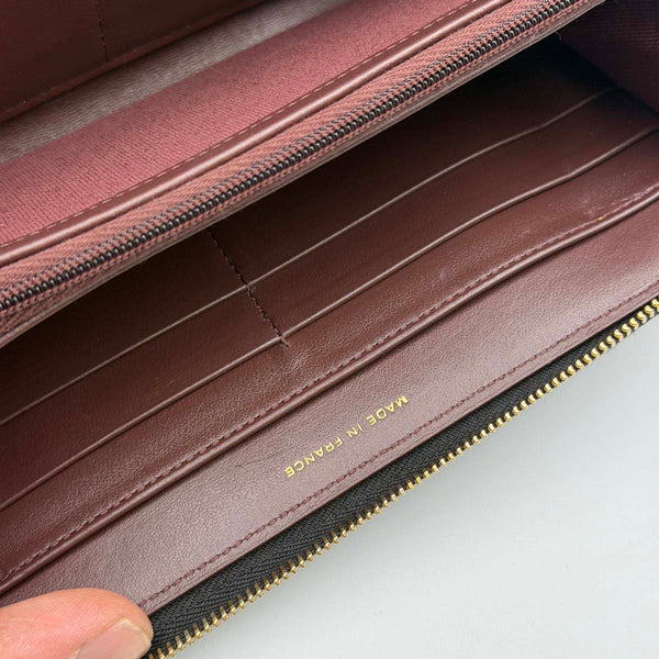 Chanel Classic Long Zipped Wallet in Black Quilted Caviar Leather with Gold Hardware