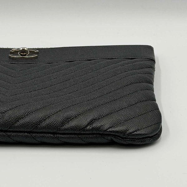 Chanel Medium Chevron Caviar Mademoiselle O-Case Clutch - Black