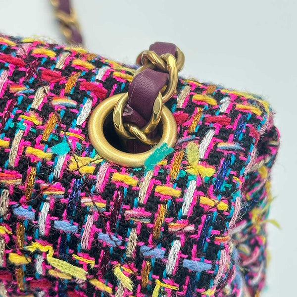 Chanel Multicolor Quilted Tweed Mini Classic Flap Bag