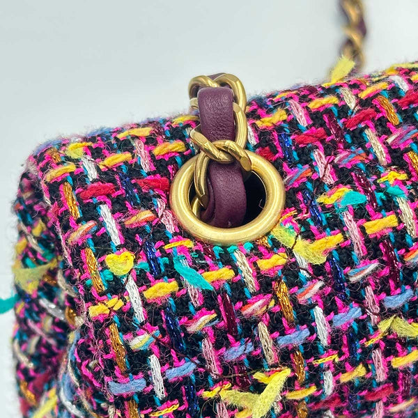 Chanel Multicolor Quilted Tweed Mini Classic Flap Bag