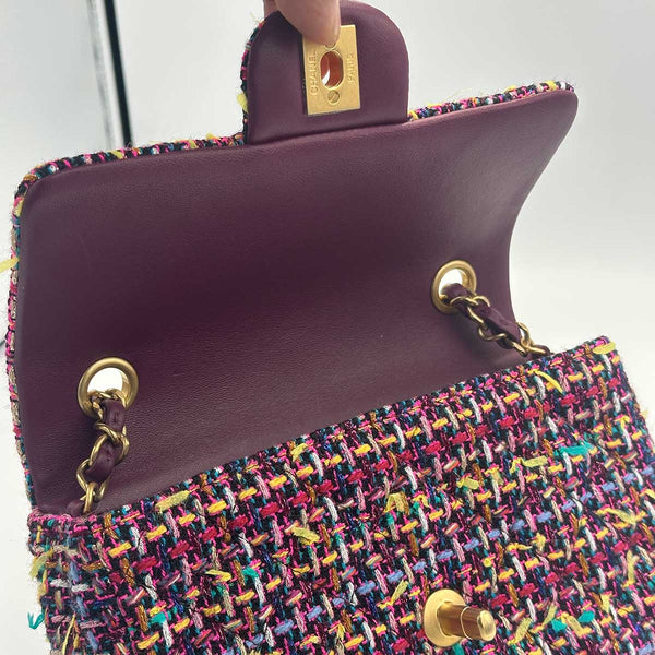 Chanel Multicolor Quilted Tweed Mini Classic Flap Bag
