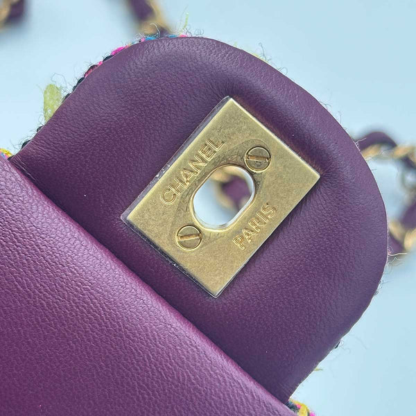 Chanel Multicolor Quilted Tweed Mini Classic Flap Bag