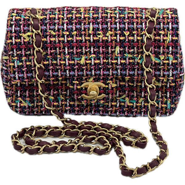 Chanel Multicolor Quilted Tweed Mini Classic Flap Bag