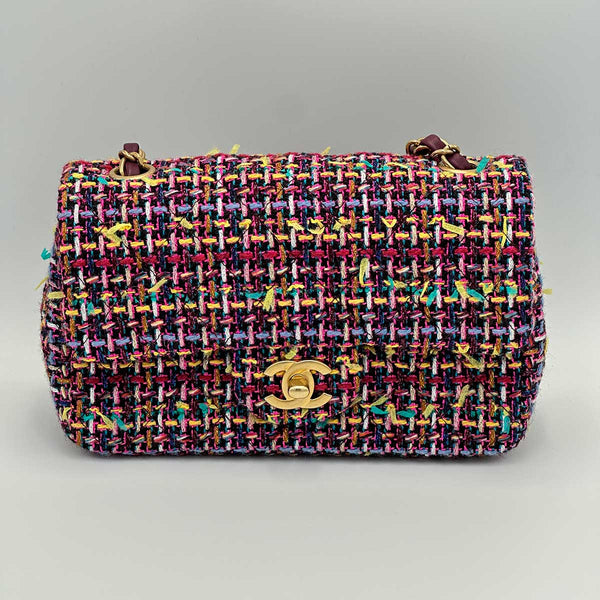 Chanel Multicolor Quilted Tweed Mini Classic Flap Bag